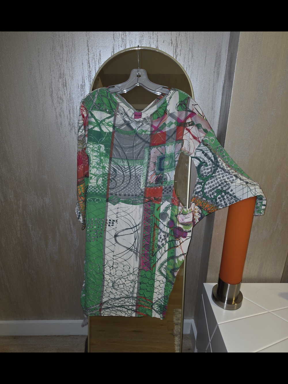 Colorful Green & White Printed Tunic Dress